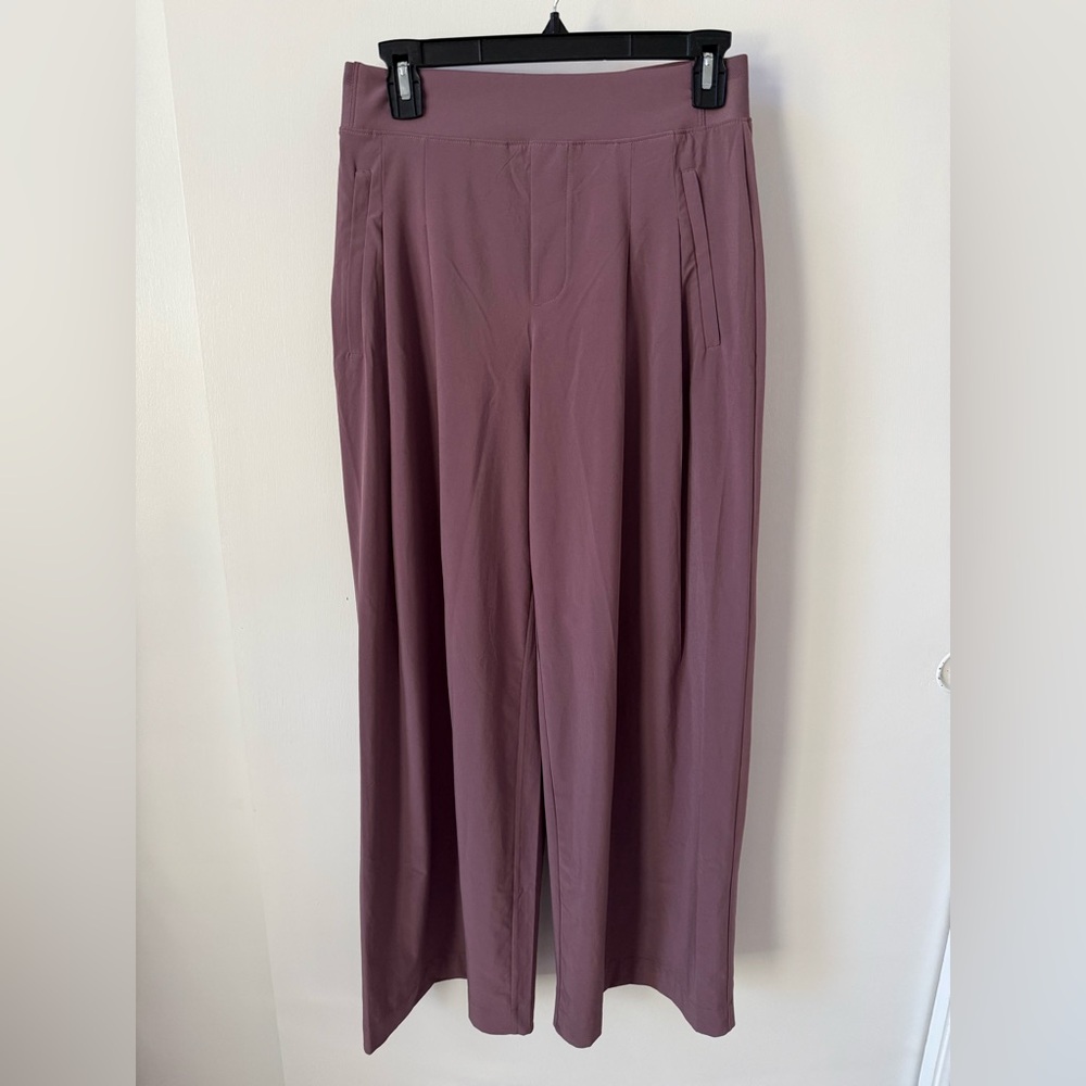 Athleta Brooklyn Heights High Rise Pleated Wide Leg Pant in Damask Mauve - Picture 4 of 13